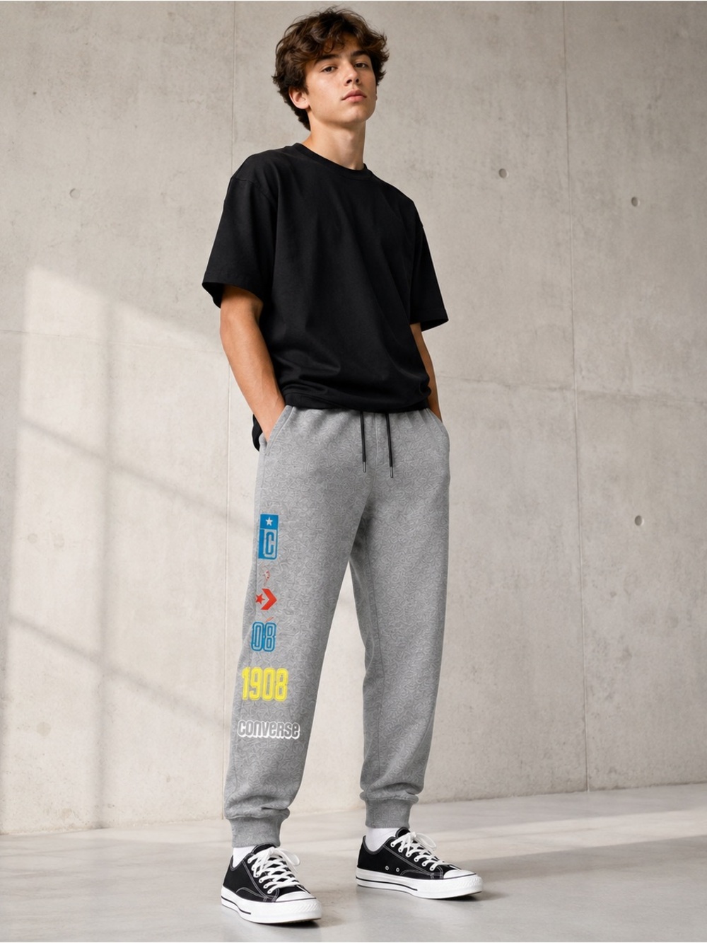 Converse Youth XL Gray 1908 Graphic Jogger Sweatpants